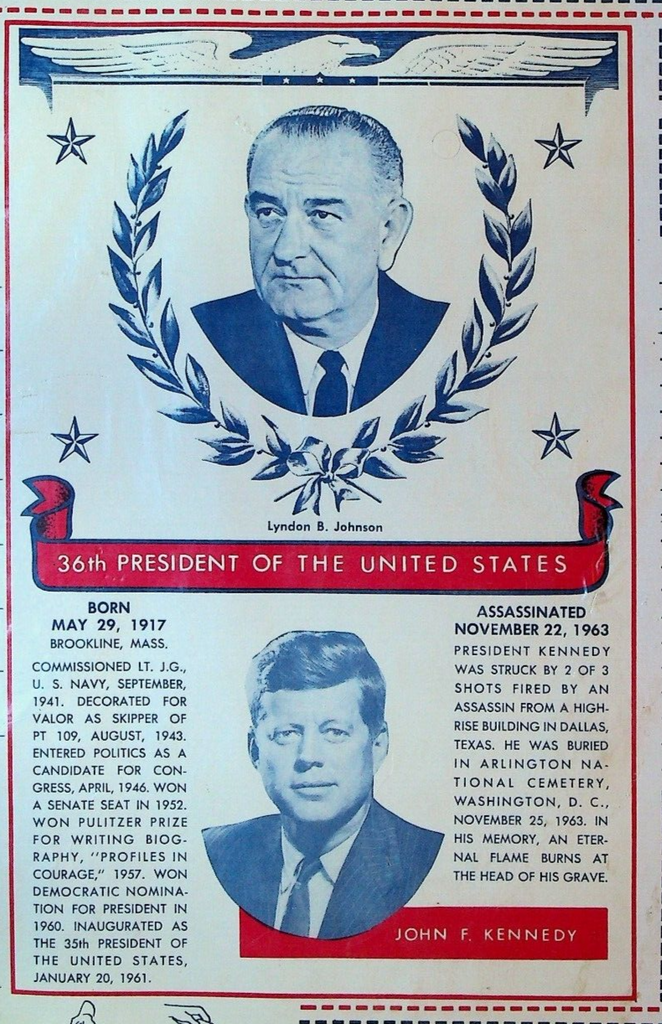 Educational Book Covers NOS JFK LBJ American Flag 1960s