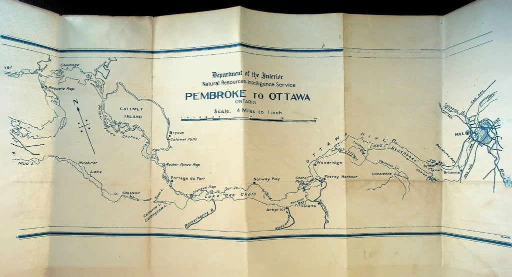 Pembroke to Ottawa Map 1920s Canada Department of the Interior Ontario