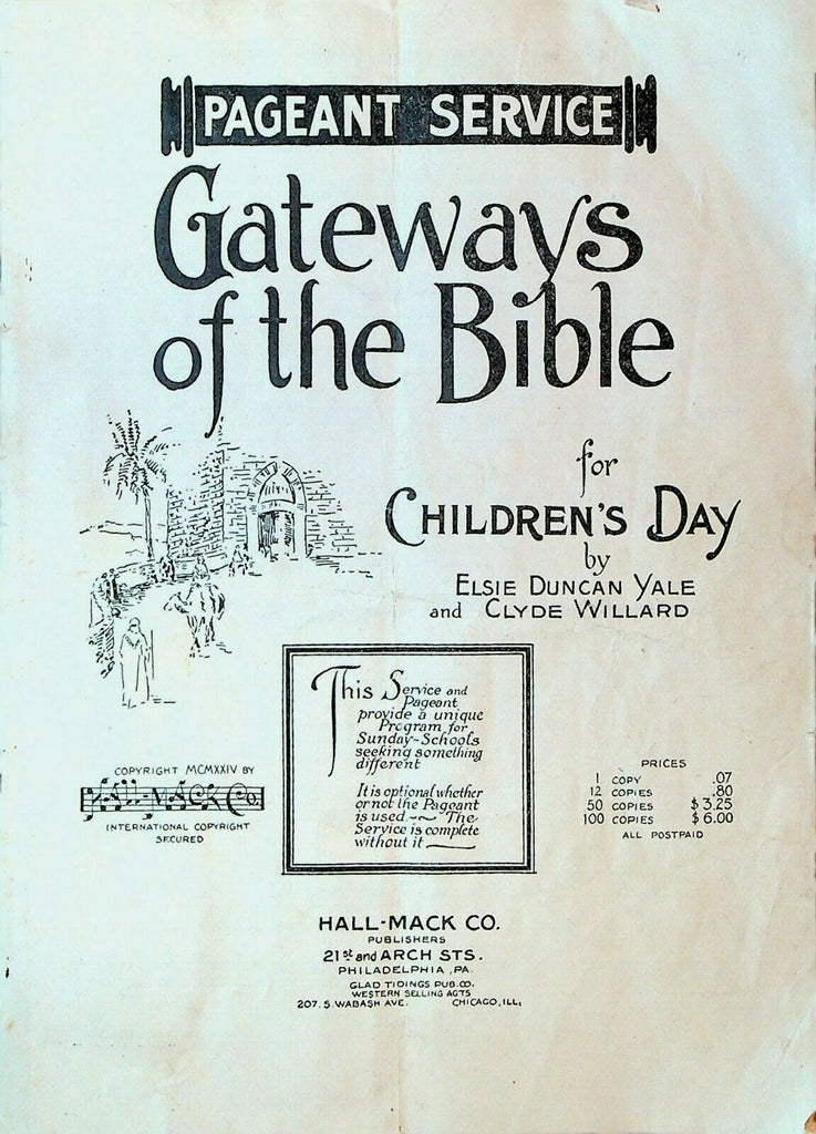 Gateways of the Bible for Children's Day Pageant Service 1924