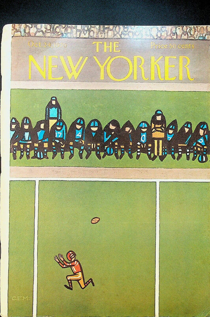 New Yorker Magazine October 24 1970 Football Cover Charles E Martin