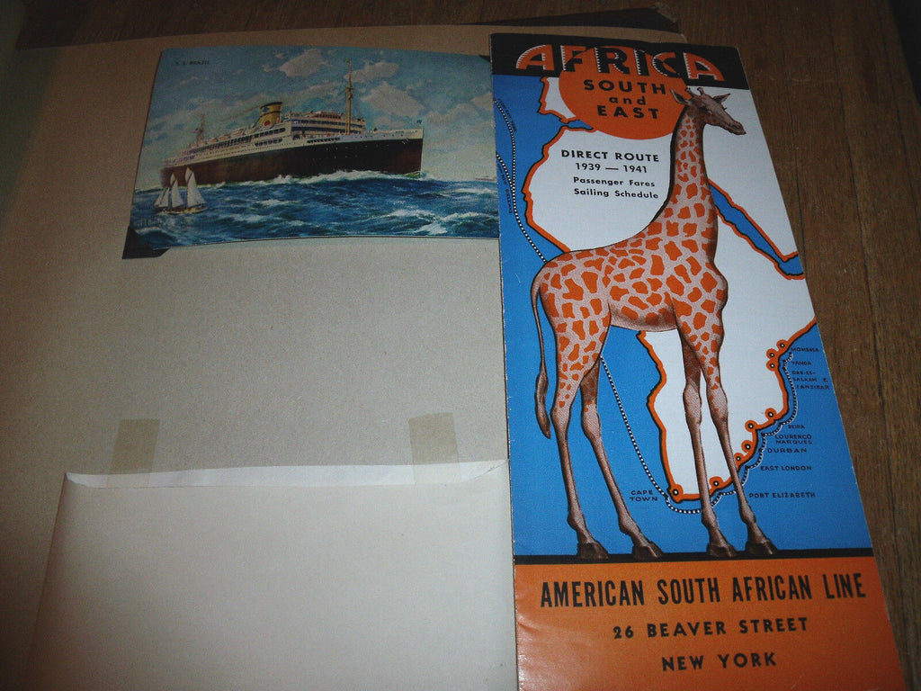 SS Brazil 1940-1941 cruise scrapbook- Barbados, Japan (menus, postcards)