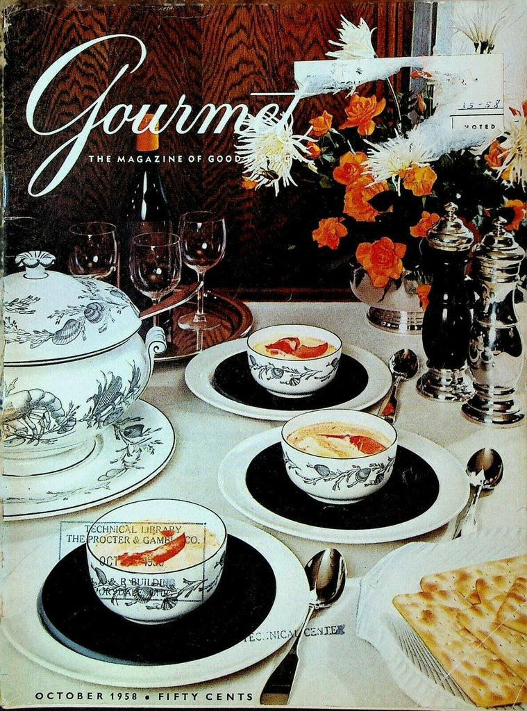 Gourmet Magazine October 1958 Beefsteak Cuts Grouse Stuffed Vegetables