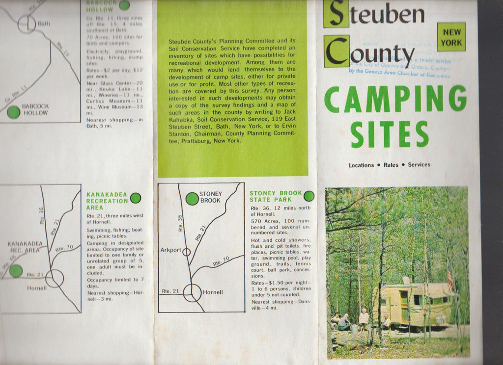 Steuben County New York Camping Sites Brochure 1960s
