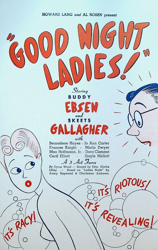 Good Night Ladies Ad Sheet 1940s Chicago Buddy Ebsen Skeets Gallagher