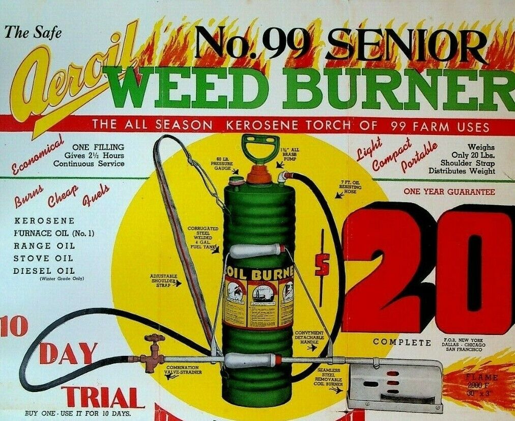 Aeroil Burner Co Weed Burner Killing With Fire Torch Ad Brochure 1940s