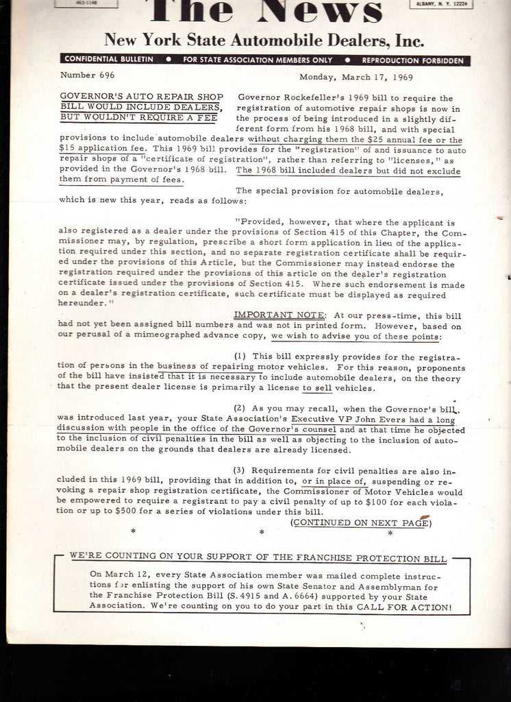 1960s Rochester NY Auto Dealers paperwork- NADA newsletters etc
