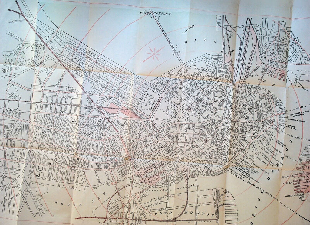 Boston Massachusetts Map Late 1800s George W Armstrong