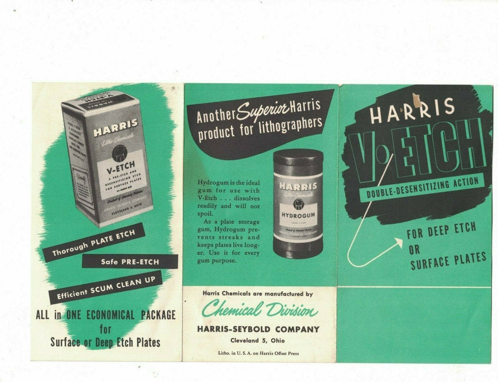 Harris V Etch Brochure Harris-Seybold Company Cleveland Ohio 1950s