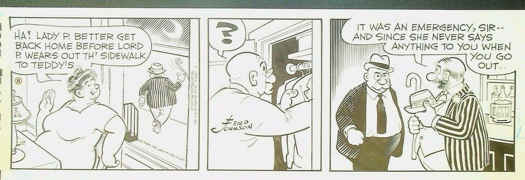 Moon Mullins Ferd Johnson Original Comic Strip Art August 26 1969 Bar