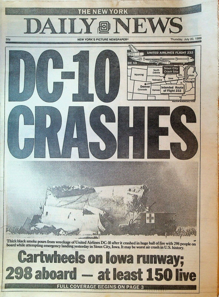 New York Daily News July 20 1989 DC-10 Crash Doc Gooden Club MTV Gay Pride