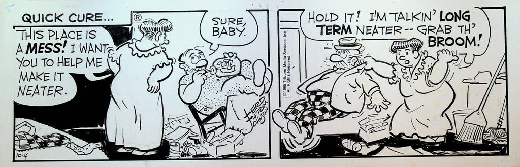 Moon Mullins Original Art Ferd & Tom Johnson October 4 1985 Housecleaning