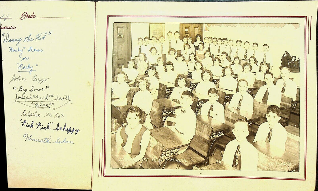 Immaculate Heart School 1952 Brooklyn NY 7th Grade Class Photo Great Names
