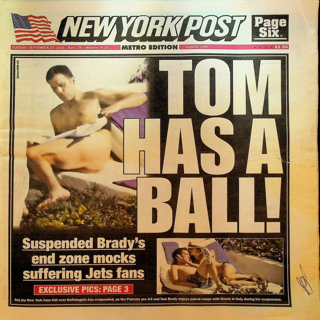 New York Post September 27 2016 Tom Brady Jose Fernandez Odell Beckham