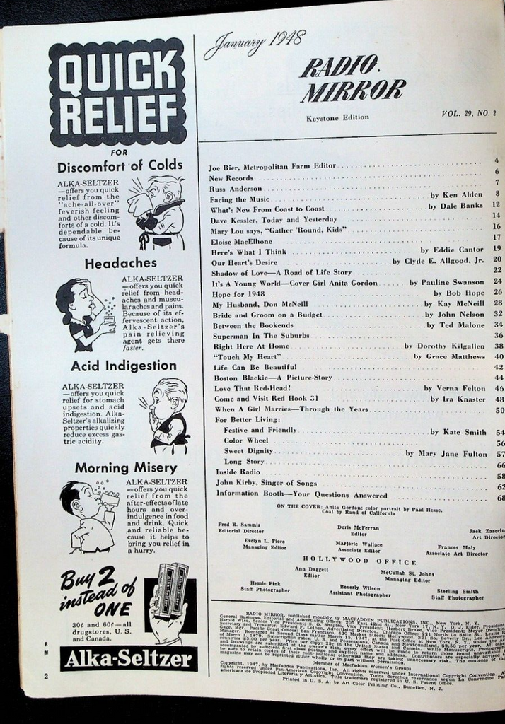 Radio Mirror January 1948 Anita Gordon Boston Blackie Don McNeill