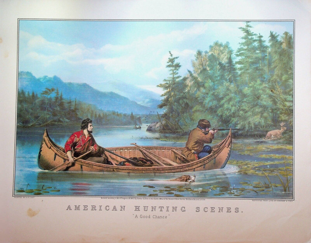 Currier & Ives Print American Hunting Scenes Life in the Woods