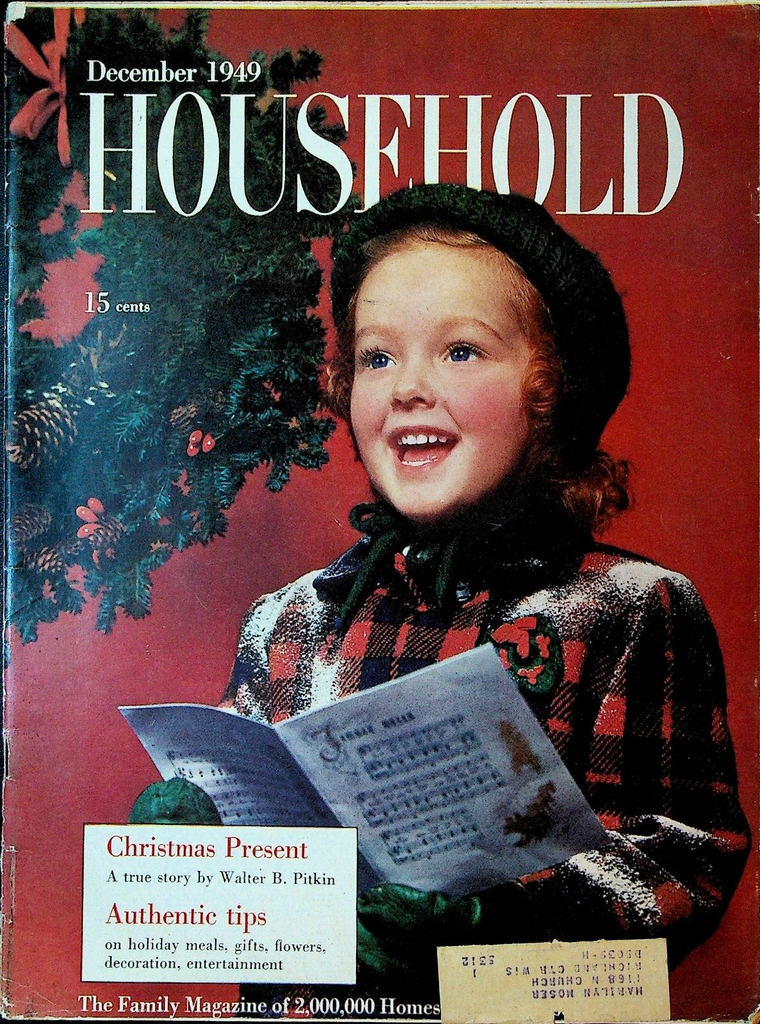 Household Magazine December 1949 Christmas Caroling Cover Home Garden Food