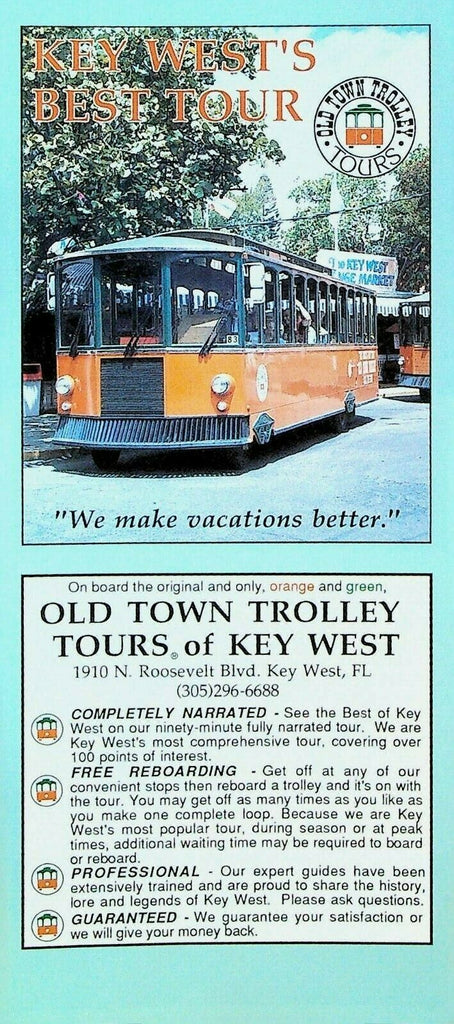 Old Town Trolley Key West Florida Advertising Brochure 1980s