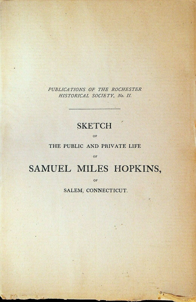 Samuel Miles Hopkins of Salem Connecticut Booklet 1898 Rochester NY