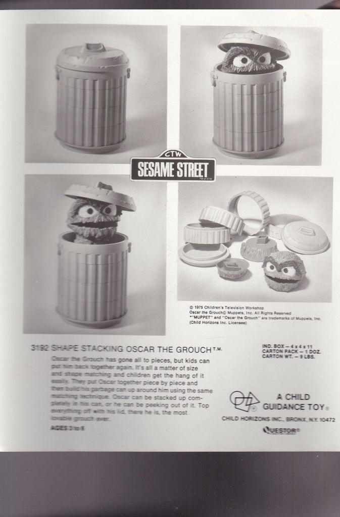 Child Guidance Toy 8x10 Glossy Photo #3192 Shape Stacking Oscar the Grouch