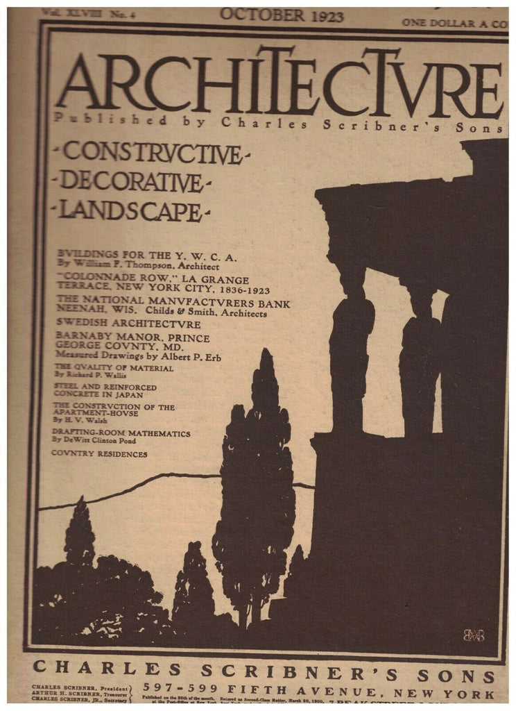 Architecture Magazine October 1923 YWCA Colonnade Row Early Maryland