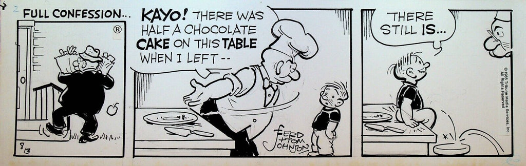 Moon Mullins Original Art Ferd & Tom Johnson August 13 1985 Chocolate Cake
