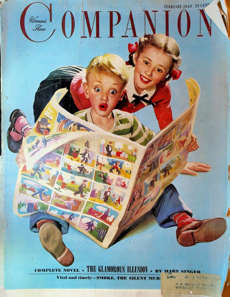Woman's Home Companion February 1949 Harry Anderson Reading Comic Strip Cover