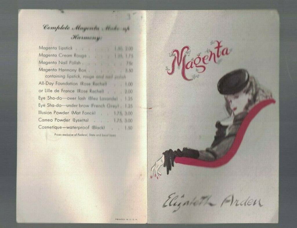 Elizabeth Arden 1940s Brochure Magenta Beauty Make-Up