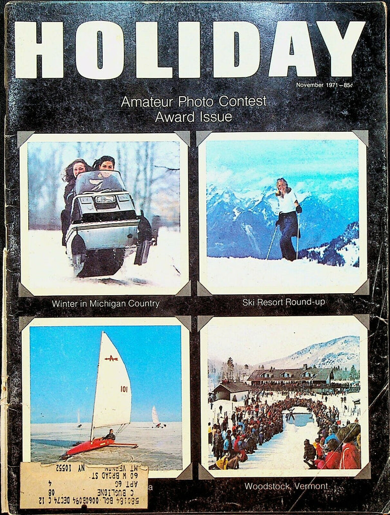 Holiday Magazine November 1971 Ski Resorts Woodstock Vt Willy Schaeffler