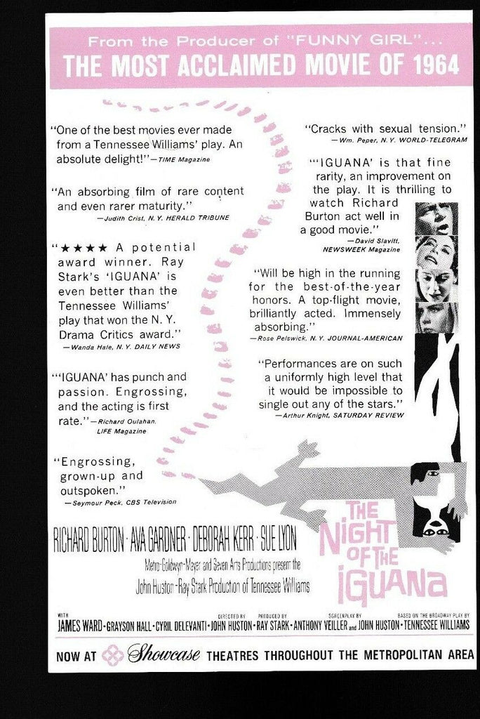The Night of the Iguana Richard Burton Ava Gardner 1964 Ad Sheet