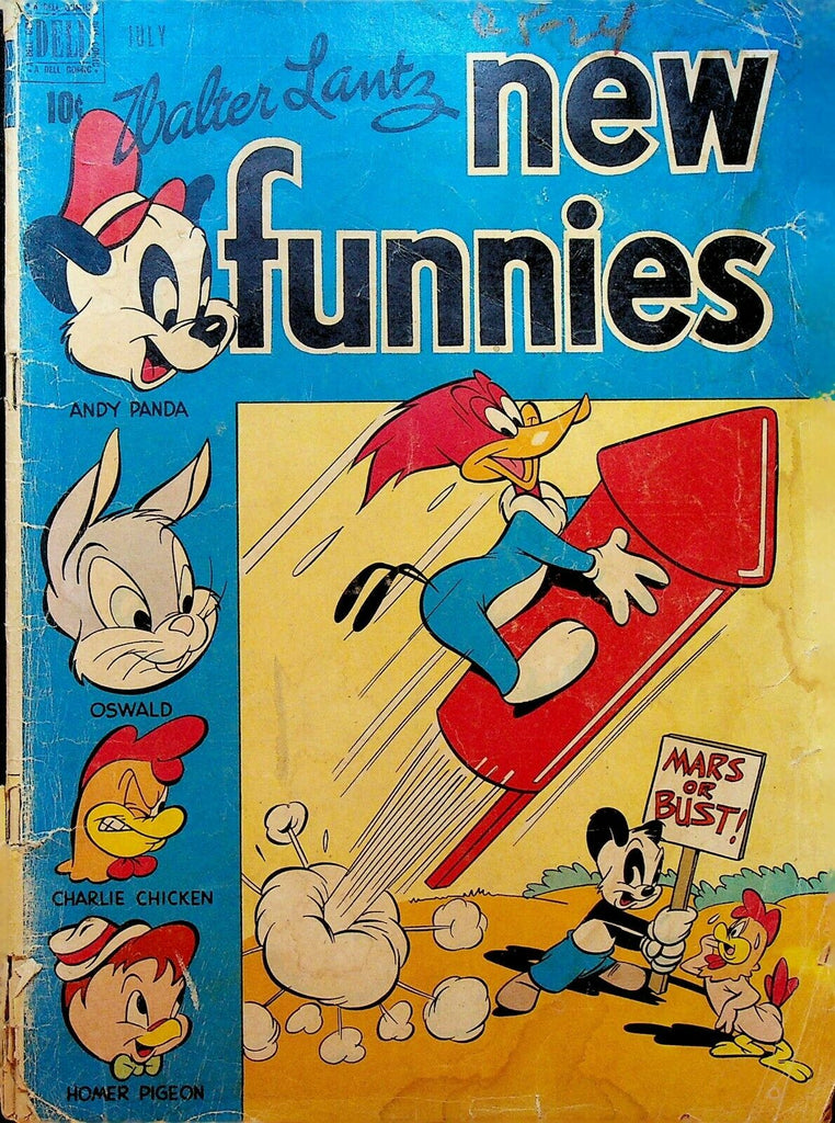 New Funnies 149 Dell Comics 1949 Woody Woodpecker Rocket Ship Mars or Bust