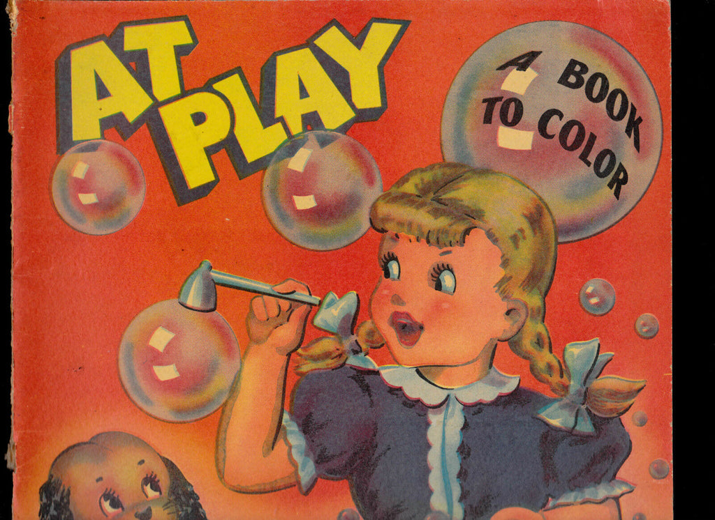 At Play- With Directions for Children's Games coloring book (unused) 1947 SC