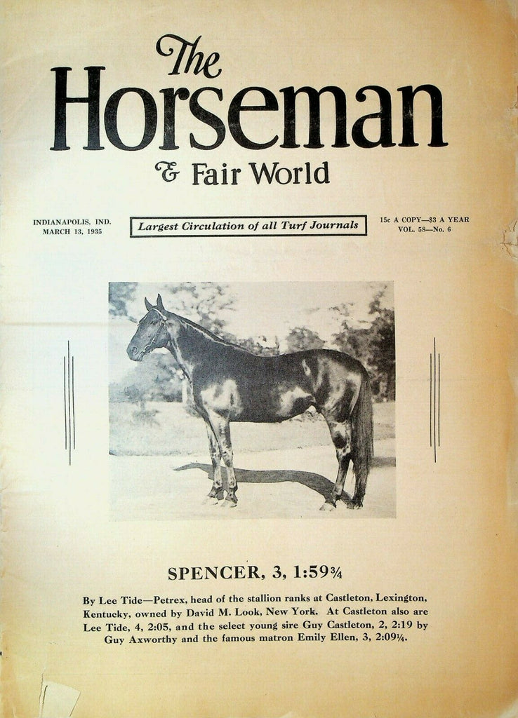 Horseman & Fair World Magazine Harness Racing March 13 1935 Spencer