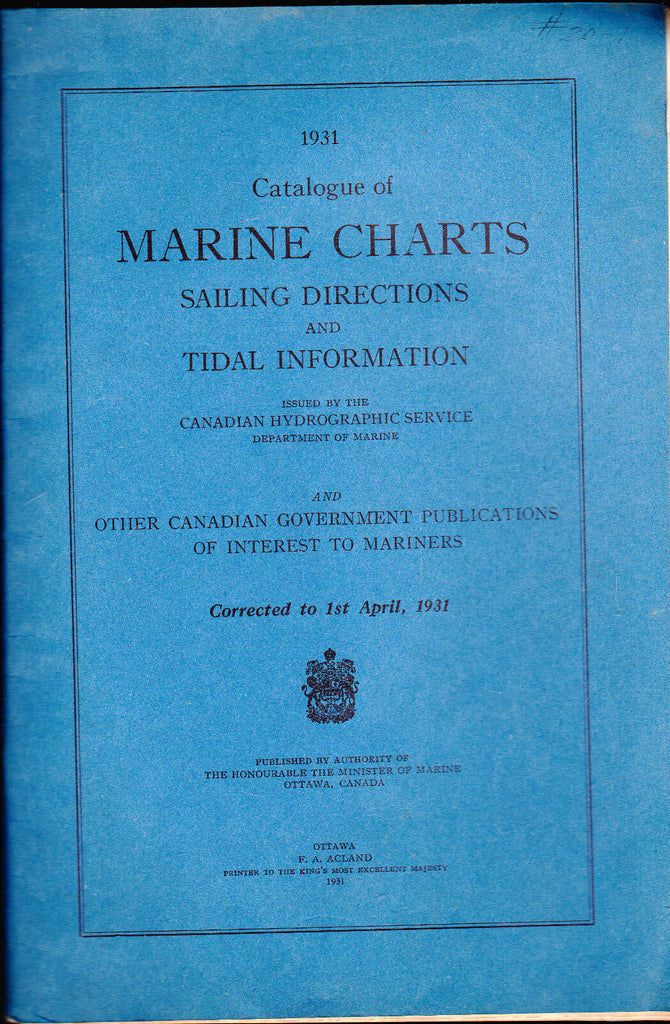 Catalogue of Marine Charts Sailing Directions & Total Information 1931