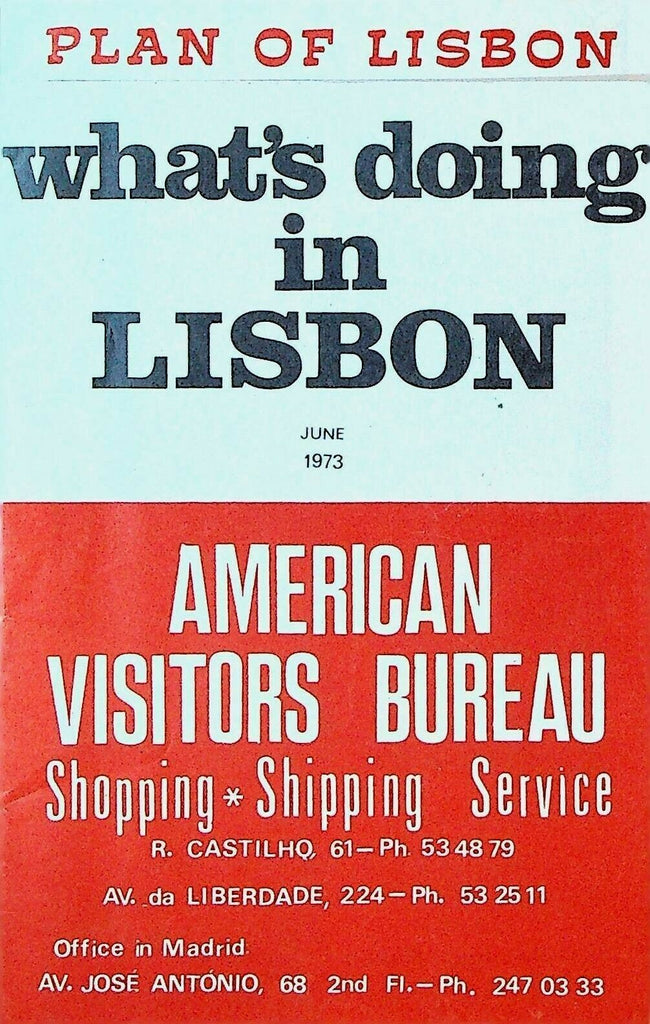 Plan of Lisbon What's Doing in Lisbon June 1973 Visitors Guide Portugal
