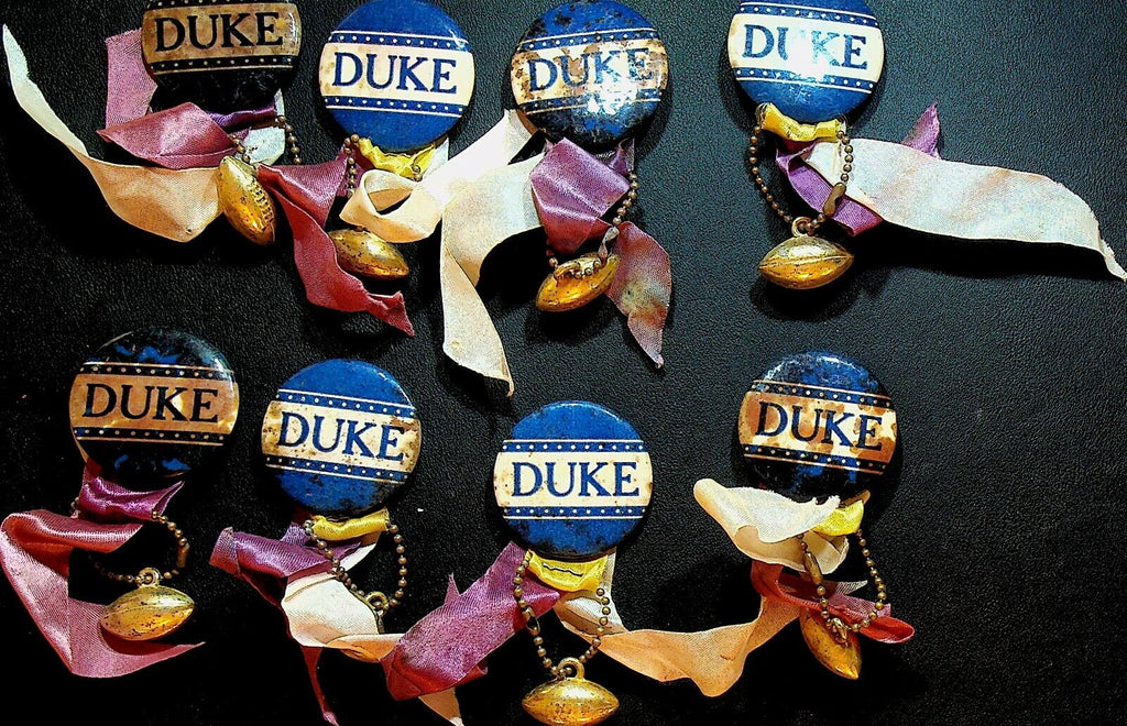 Duke University 1950s Pinback Ribbon & Football Charm Lot of 8