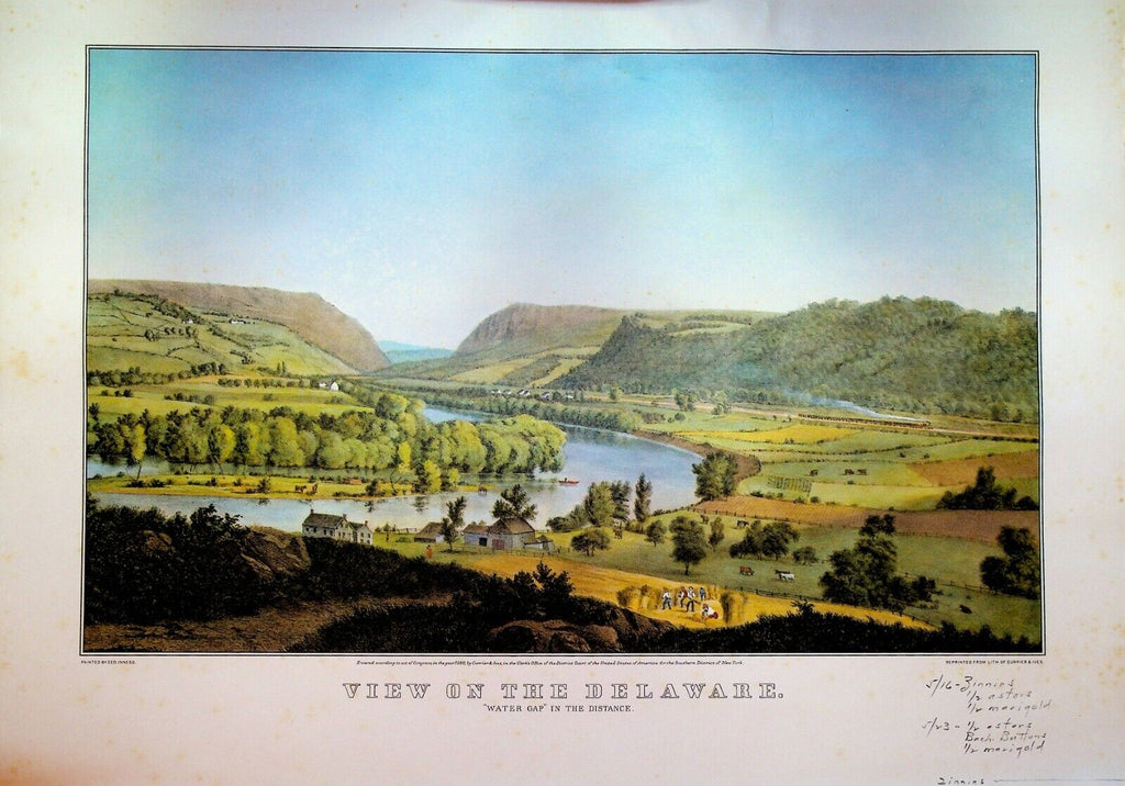 Currier & Ives Calendar Topper 1962 View on the Delaware River Water Gap
