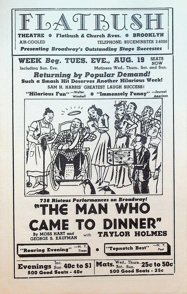 Native Son Program August 12 1941 Flatbush Theatre Brooklyn Man Who Came Dinner