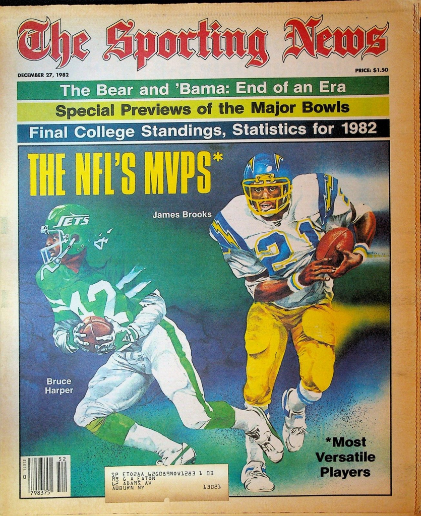 The Sporting News December 27 1982 Bear Bryant Alabama James Brooks Bruce Harper