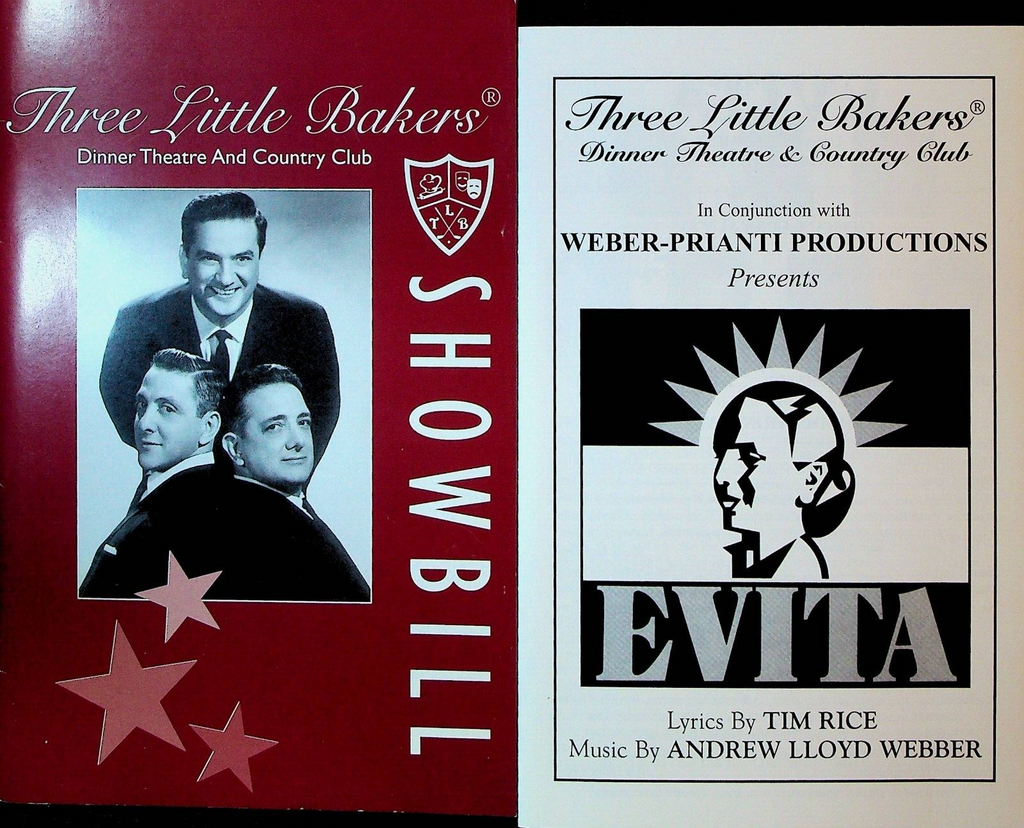 Evita Showbill 2001 Three Little Bakers Dinner Theatre Wilmington Delaware