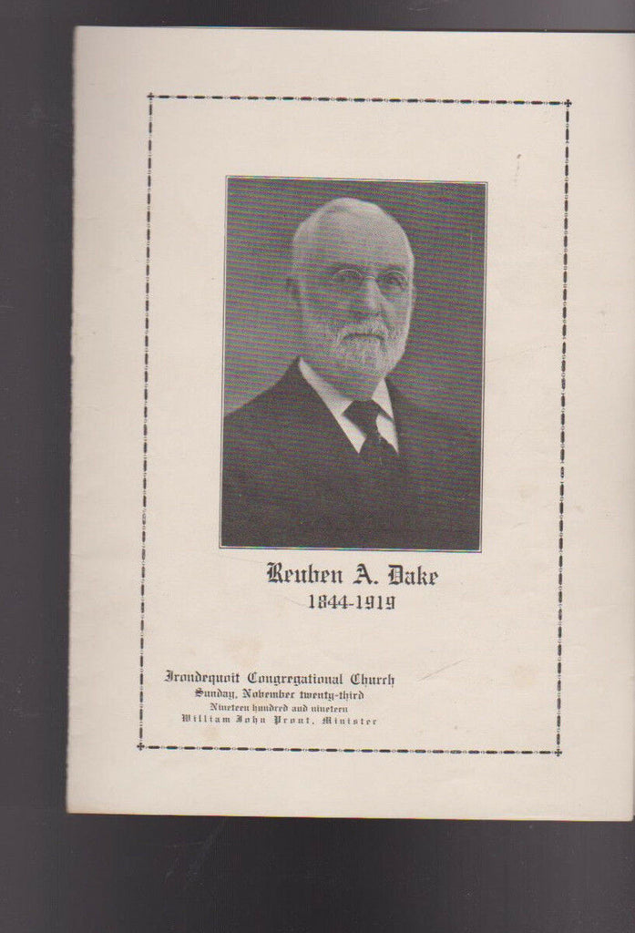 Reuben A Dake Irondequoit NY Memorial Service Bulletin 1919