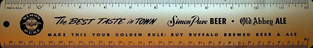 Simon Pure Beer Old Abbey Ale Metal Ruler Vintage