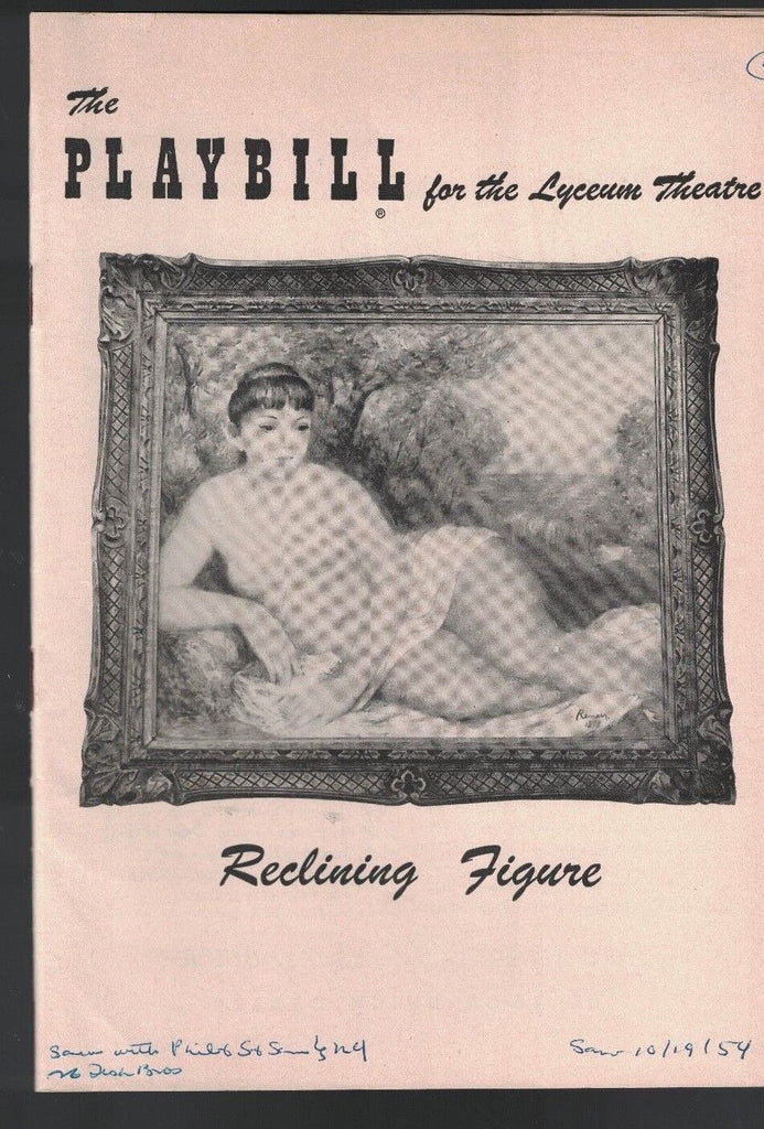 Reclining Figure Playbill October 18 1954 Mike Wallace Foster Davis