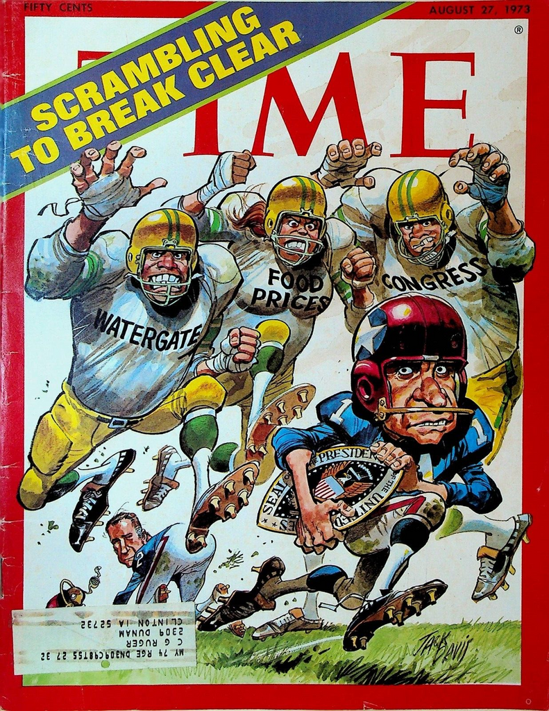 Time Magazine August 27 1973 Jack Davis Watergate Chris Evert Janis Joplin