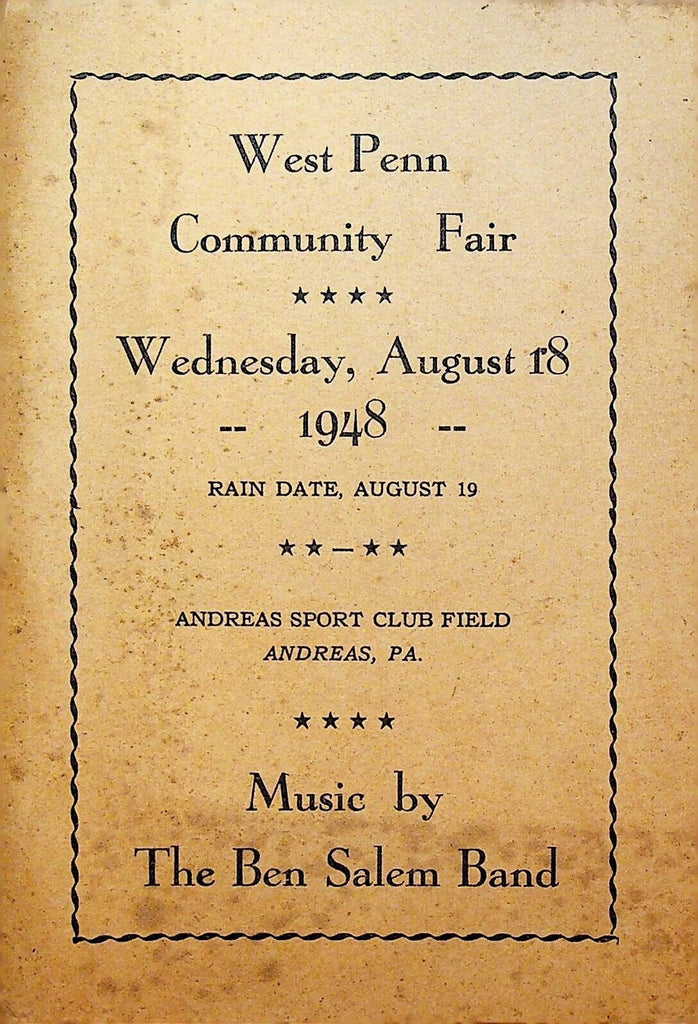West Penn Community Fair Program August 18 1948 Andreas Pa (Tan)