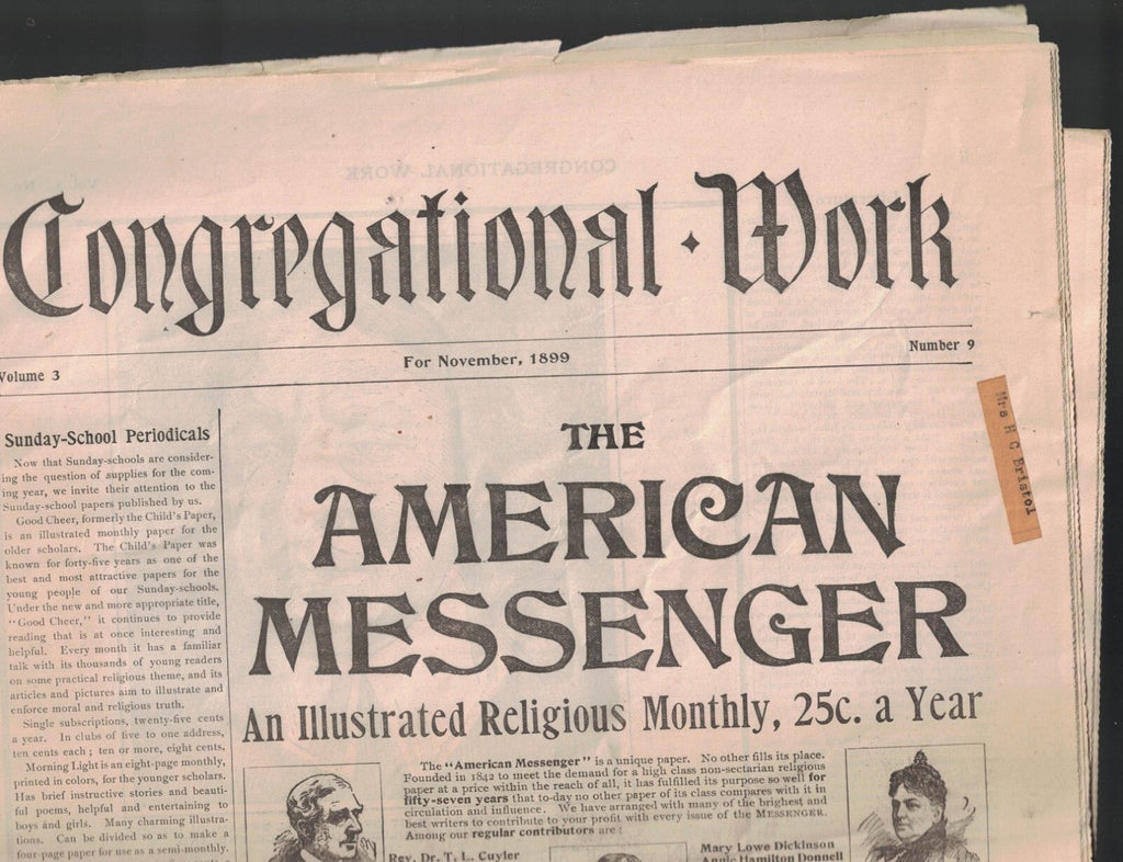 Congregational Work Newspaper November 1899 Religious Arctic Alaska