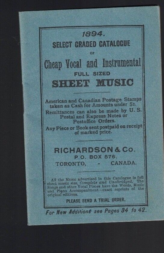 Select Graded Catalogue 1894 Vocal & Instrumental Sheet Music