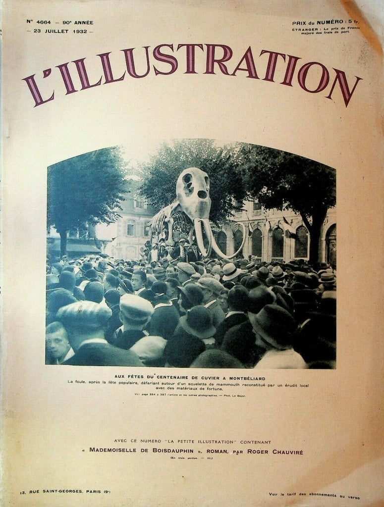 L'Illustration Magazine July 23 1932 Montbeliard Centennial Celebration