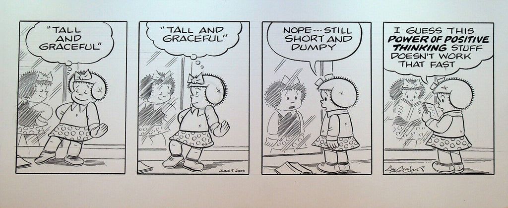 Nancy Original Comic Strip Art Guy Gilchrist June 7 2008 Positive Thinking