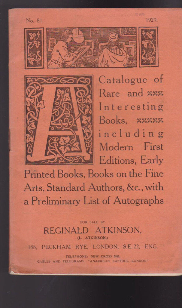 Reginald Atkinson Catalogue 81 1929 Rare and Interesting Books