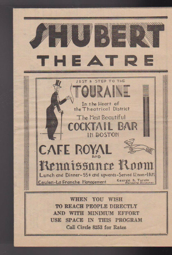 On Your Toes Shubert Theatre Program 1930s Ray Bolger Boston